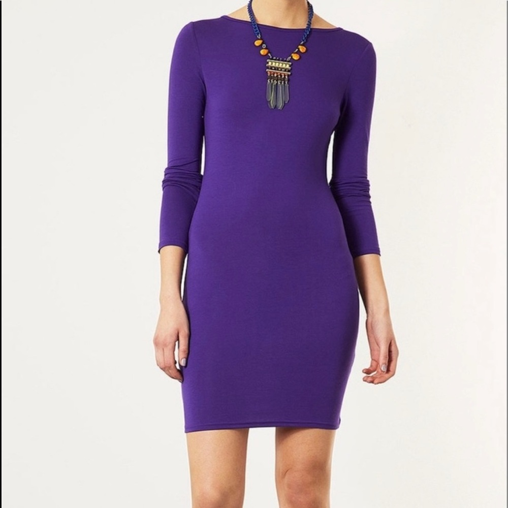 TOPSHOP Purple Bodycon Dress Long Sleeve Women’s Size 4 New With Tags